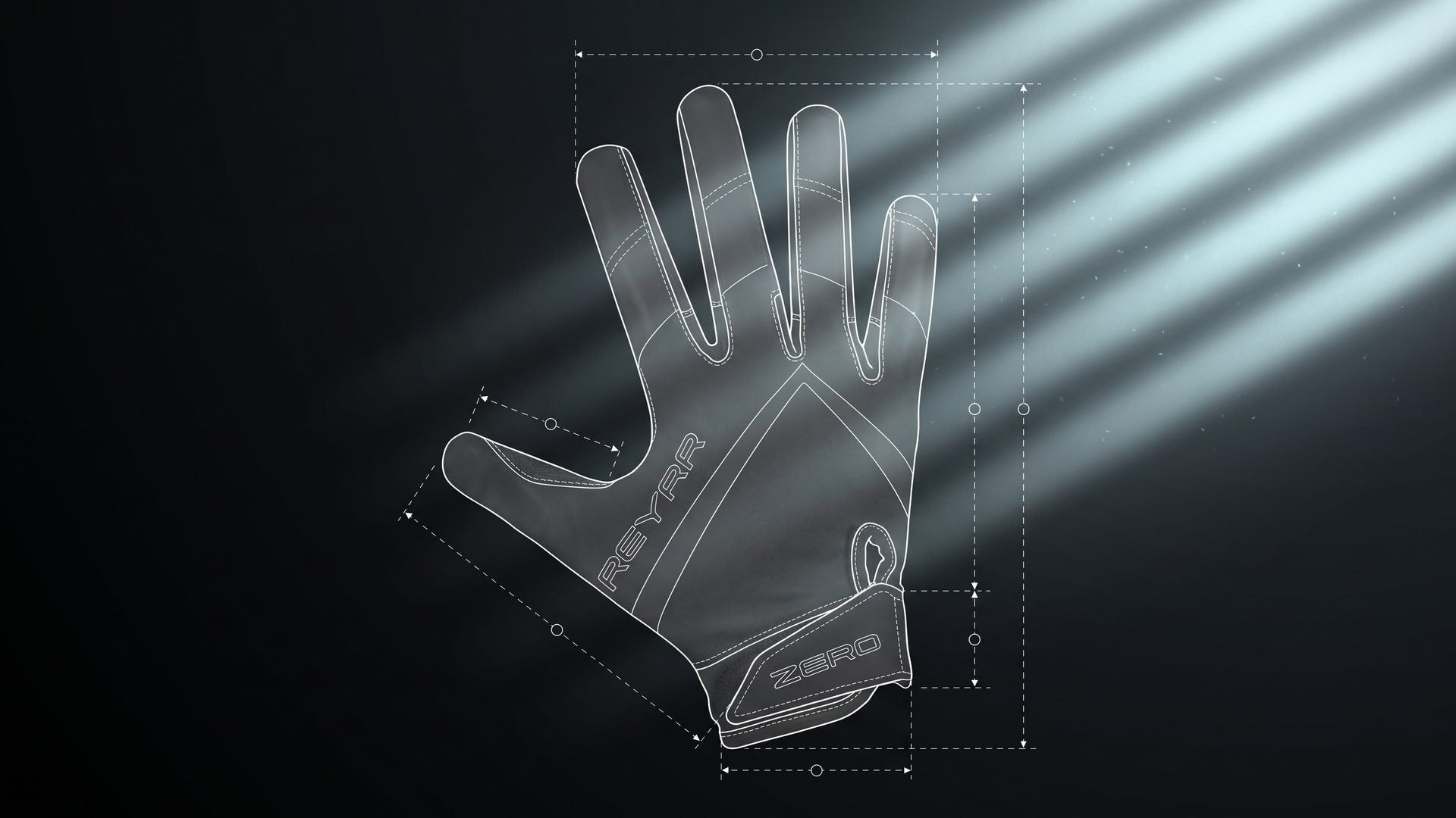 Reyrr ZERO glove technical blueprint cover for an American football guide