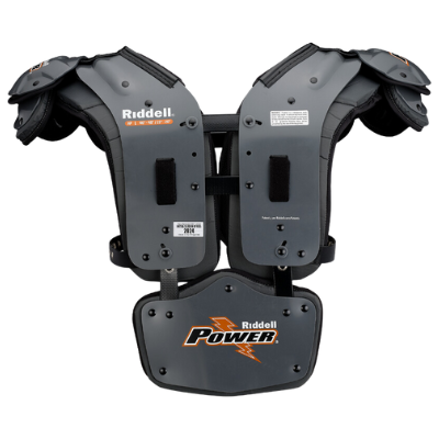Riddell Power PMX AP football shoulder pads with energy management bodies and swivel pivot arch attachment system for enhanced mobility and fit.