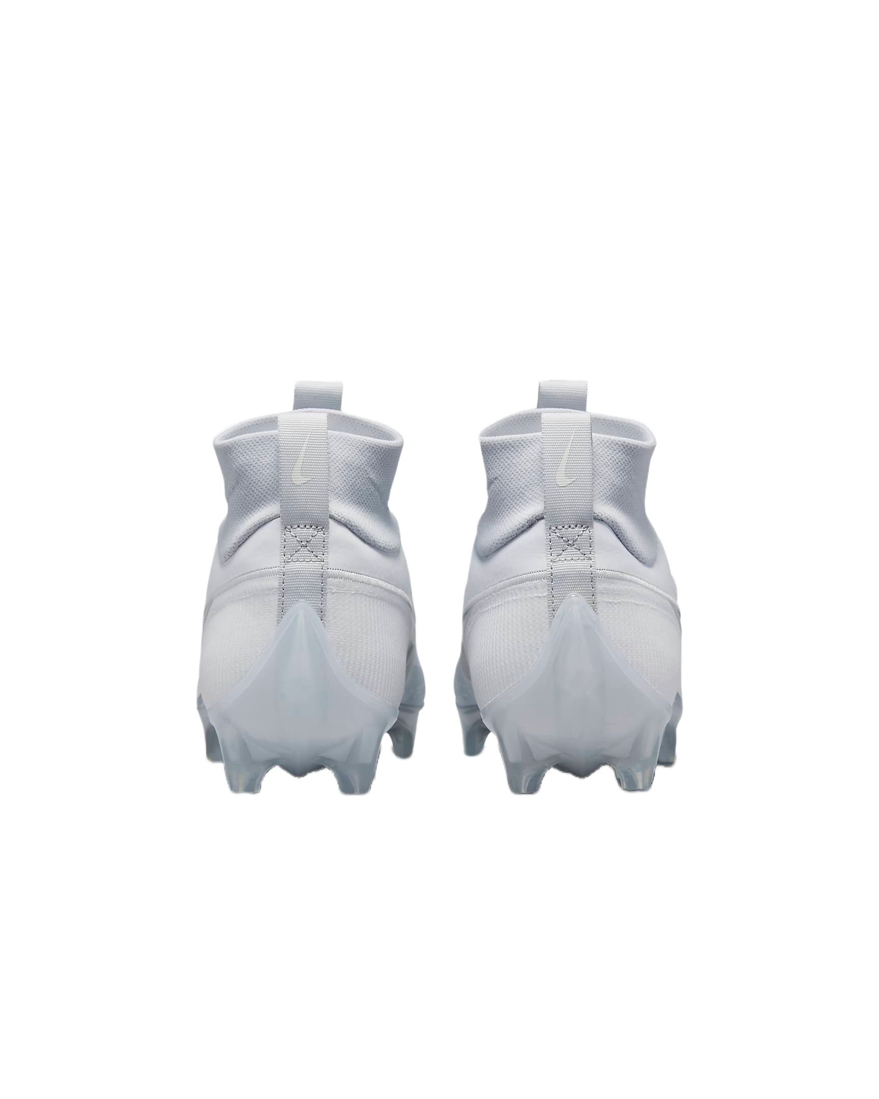 Rear view of white Nike Vapor Edge Pro 360 2 football cleats with textured upper and Nike logo
