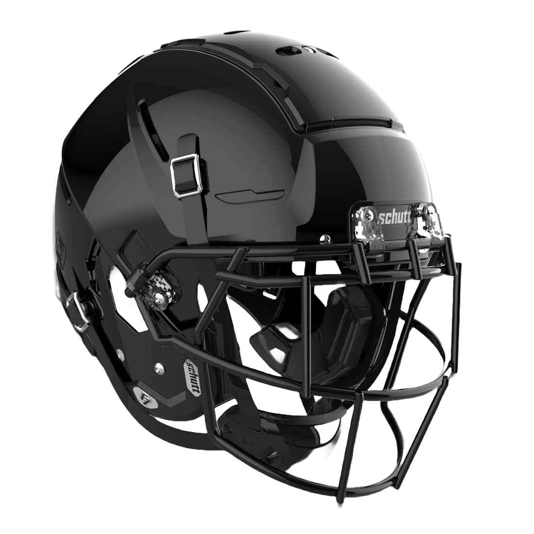 Schutt F7 VTD black football helmet with advanced impact protection and adjustable fit features