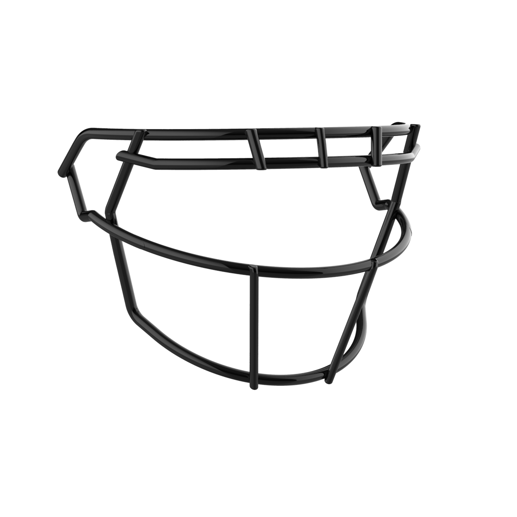 Schutt F7 ROPO SW NB black football faceguard with raised brow design for impact deflection and tapered shape for improved motion.