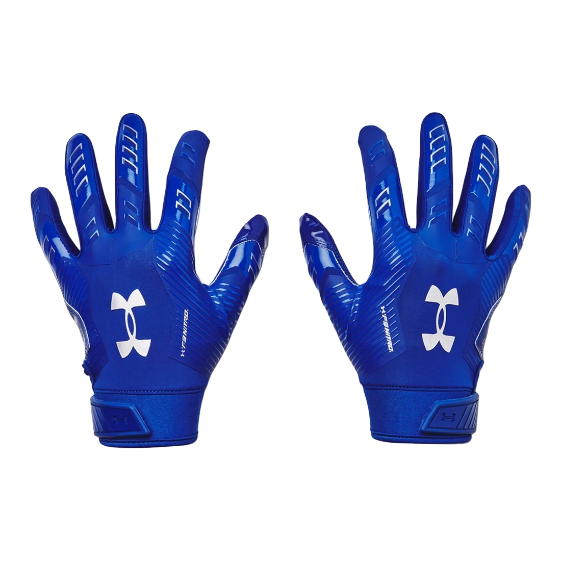 Under Armour F9 royal blue Color Rush football and floorball gloves back-of-hand view