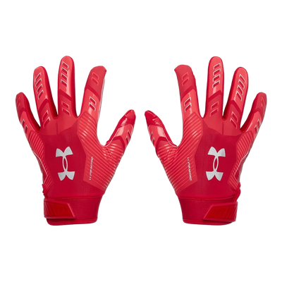 Under Armour F9 red Color Rush football and floorball gloves with secure wrist closure