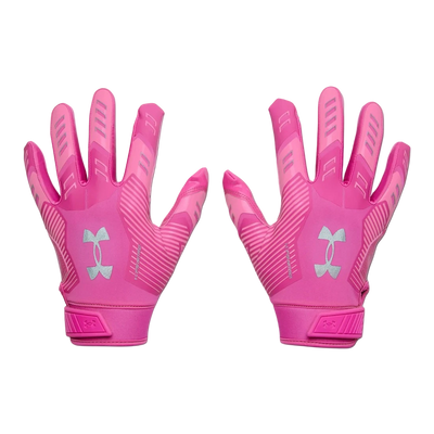 Under Armour F9 pink Color Rush football and floorball gloves with sticky palm grip