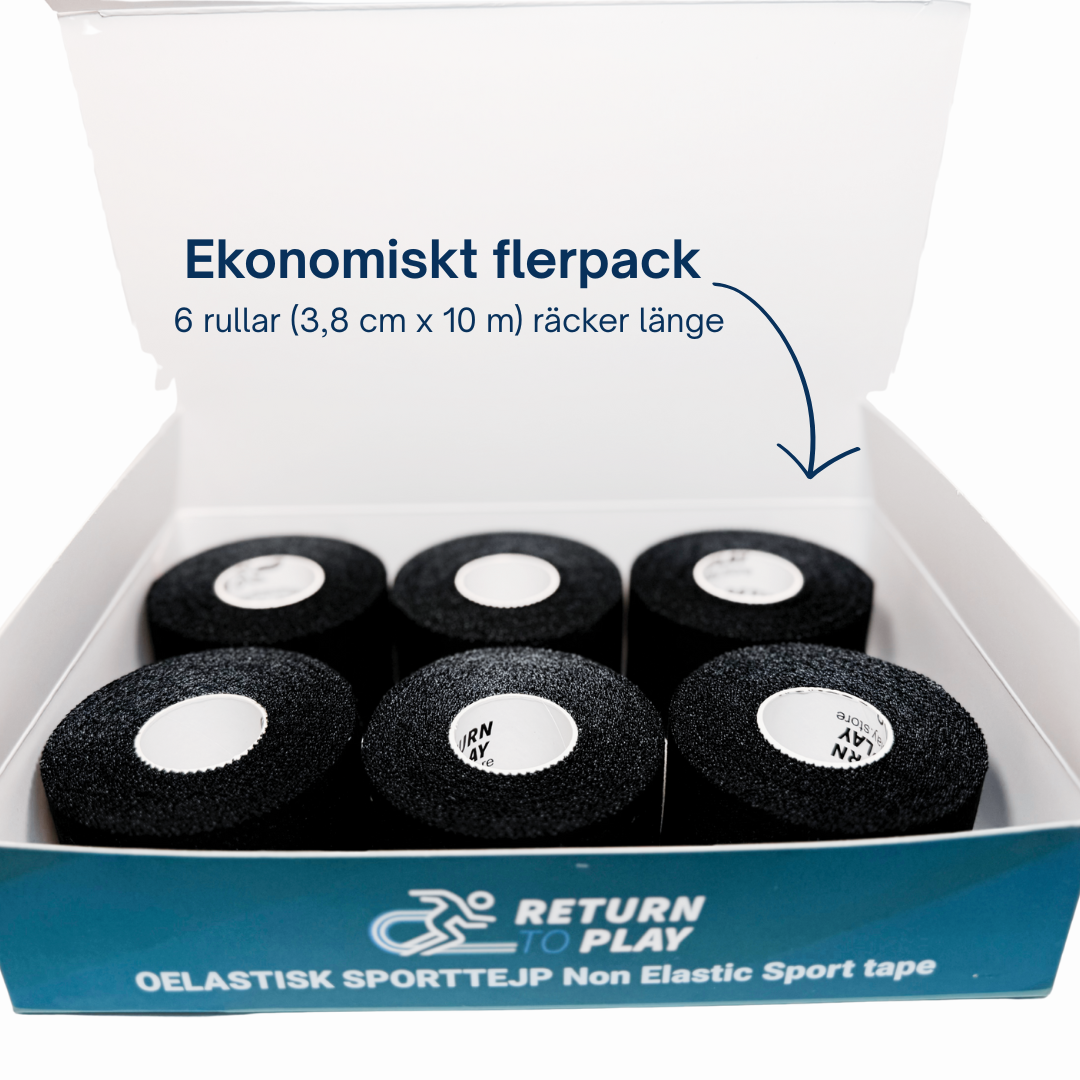 Return to Play Sporttejp Svart 6-pack 3,8 cm x 10 m