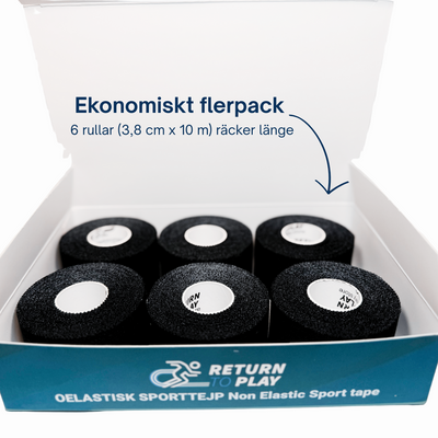 Return to Play Sporttejp Svart 6-pack 3,8 cm x 10 m