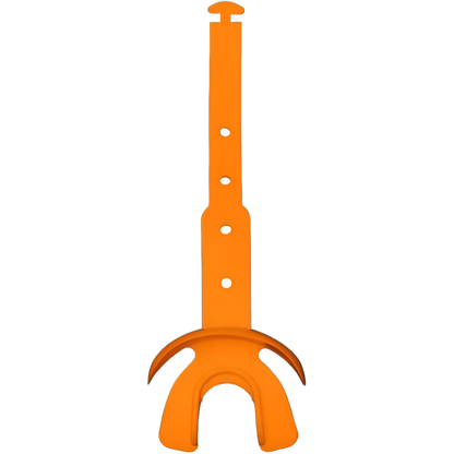 Orange Reyrr Hypervent Mouthguard with adjustable strap and ventilation holes for breathability.
