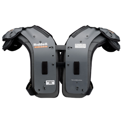 Riddell Power PMX Linemen shoulder pads with energy management, swivel pivot arch, and adjustable pivot belting system for personalized fit.