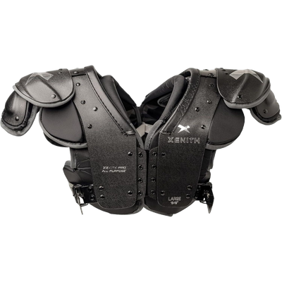 Xenith Pro Varsity all-purpose black football shoulder pads with adjustable fit and shock-absorption features