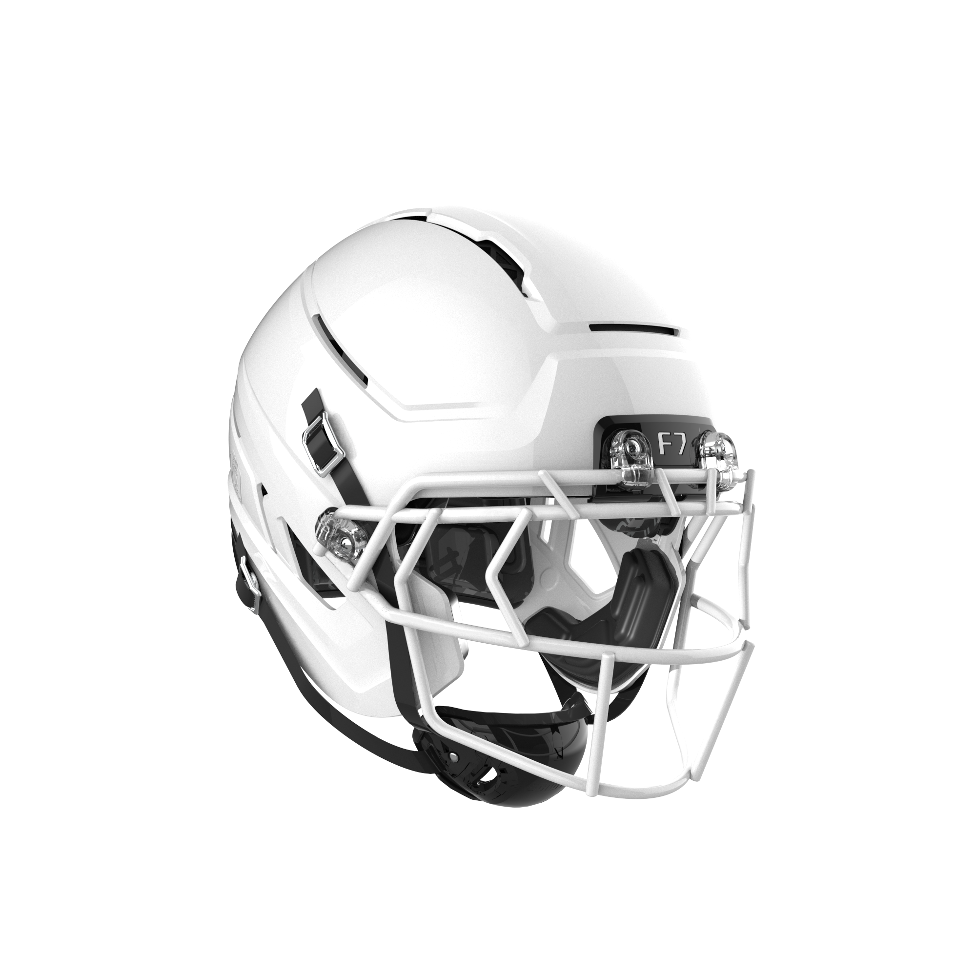 Schutt F7 AIR helmet in Gloss White, three-quarter view