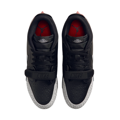 Jordan Legacy 312 Low TD cleats in black, top down view of the pair