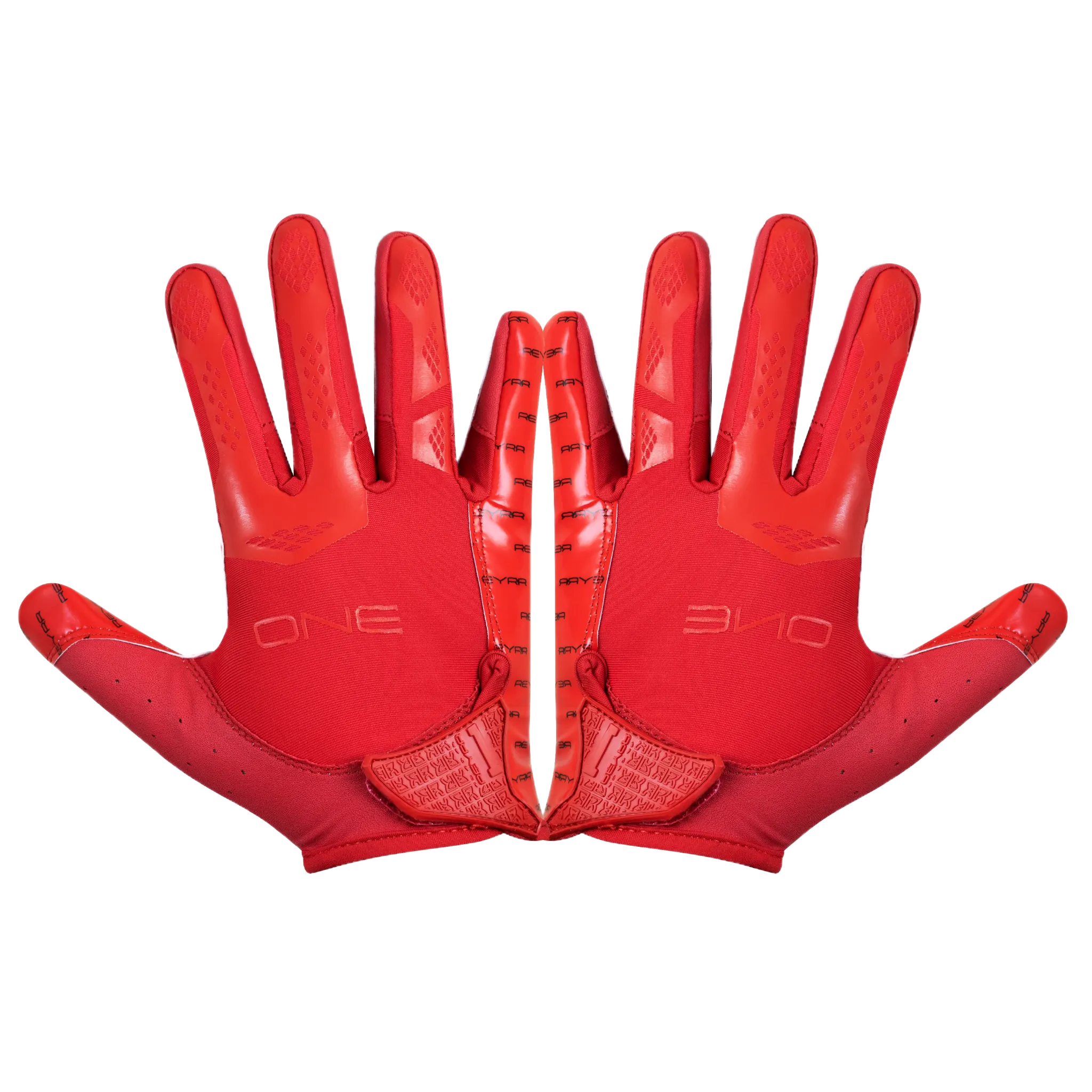 Reyrr ONE gloves in red with enhanced silicone grip and breathable nylon back for athletic performance