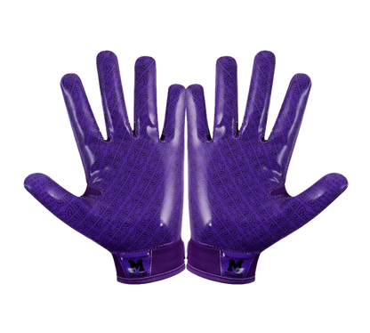 Reyrr Zero gloves in purple with Reyrr GripTech pattern, designed for superior grip and comfort on football and floorball fields.