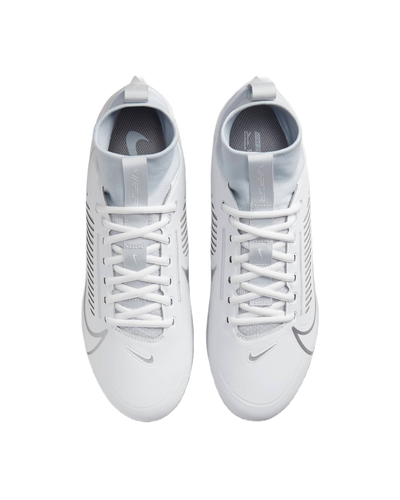 Top view of white Nike Vapor Edge Pro 360 2 football boots with traditional laces and NikeSkin overlay