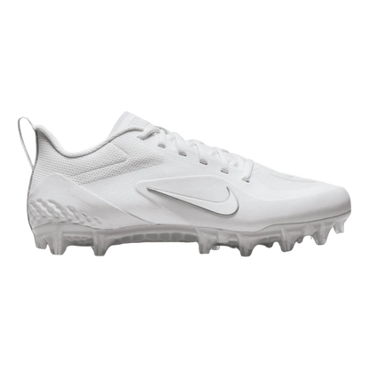 White Nike Alpha Huarache 8 Pro cleat with lightweight, flexible sole and Nike React foam for all-game comfort and stability